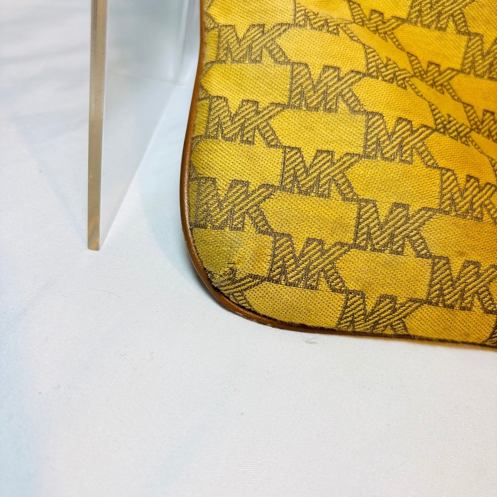 Michael Kors Crossbody Bag Yellow Monogram MK Logo Messenger Purse - Picture 7 of 12